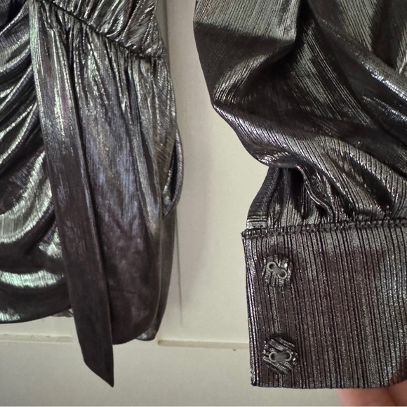 House of CB ALVONA METALLIC SILVER DRAPE MINI DRESS - Picture 11 of 16